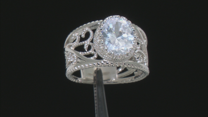 White Cubic Zirconia Rhodium Over Sterling Silver Ring 4.15ctw Video Thumbnail