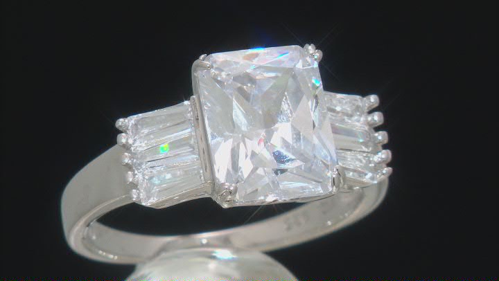 White Cubic Zirconia Rhodium Over Sterling Silver Ring 6.00ctw Video Thumbnail