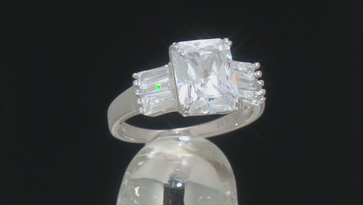 White Cubic Zirconia Rhodium Over Sterling Silver Ring 6.00ctw Video Thumbnail