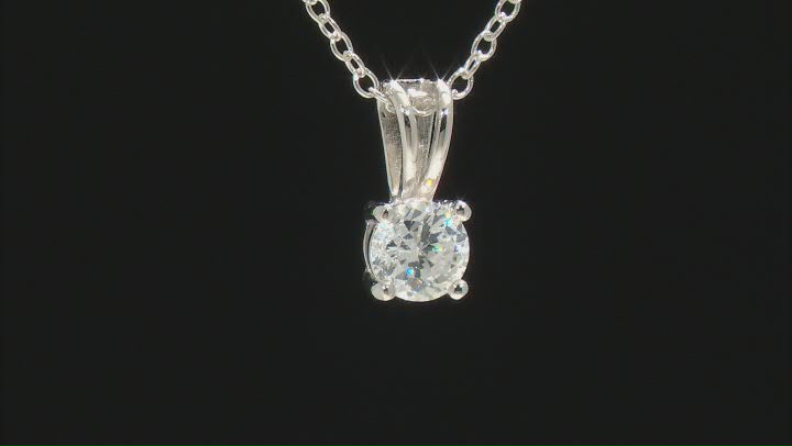 White Cubic Zirconia Rhodium Over Sterling Silver Earrings And Pendant With Chain Set 1.25ctw Video Thumbnail