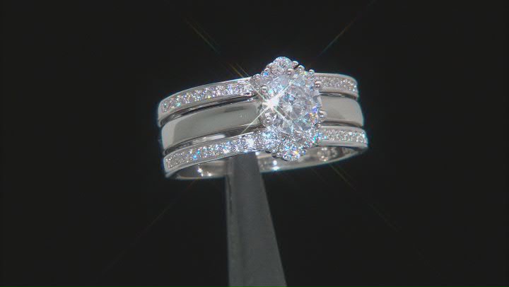 White Cubic Zirconia Rhodium Over Sterling Silve Ring With 2 Bands 2.00ctw Video Thumbnail