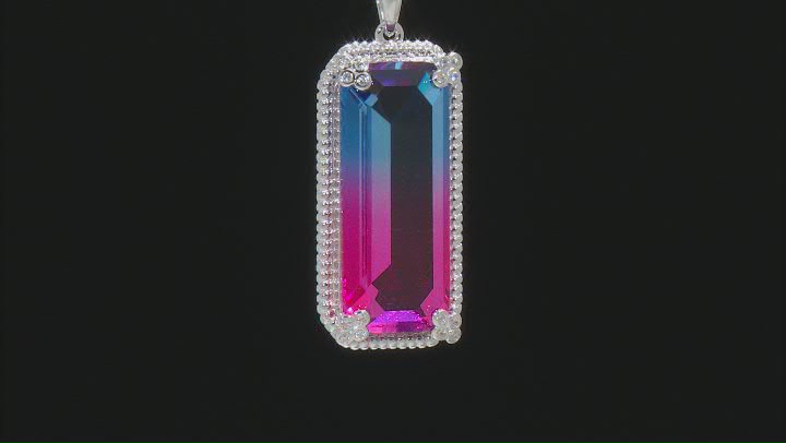 Party Color Tourmaline Simulant And Cubic Zirconia Rhodium Over Silver Pendant With Chain 0.06ctw Video Thumbnail