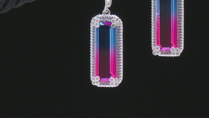 Party Color Tourmaline And White Cubic Zirconia Rhodium Over Sterling Silver Earrings 0.13ctw Video Thumbnail