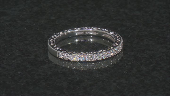 White Cubic Zirconia Rhodium Over Sterling Silver Ring With Band 3.56ctw Video Thumbnail