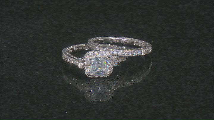 White Cubic Zirconia Rhodium Over Sterling Silver Ring With Band 3.56ctw Video Thumbnail