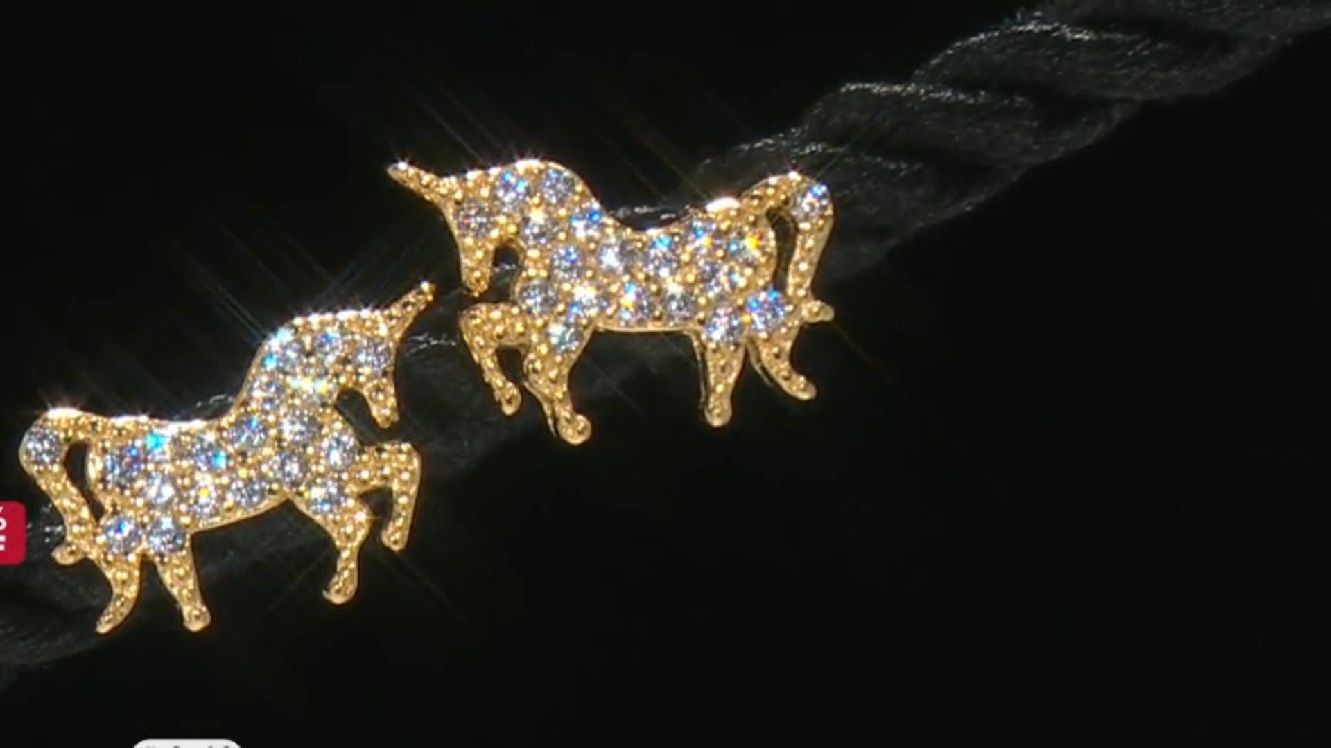 White Cubic Zirconia 18k Yellow Gold Over Sterling Silver Unicorn Stud Earrings 0.42ctw Video Thumbnail