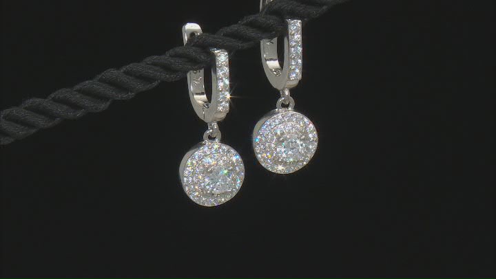 White Cubic Zirconia Rhodium Over Sterling Silver Earrings And Pendant With Chain 3.60ctw Video Thumbnail
