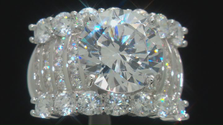 White Cubic Zirconia Rhodium Over Sterling Silver Ring 15.65ctw Video Thumbnail