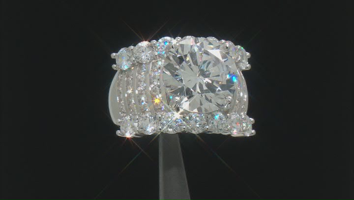 White Cubic Zirconia Rhodium Over Sterling Silver Ring 15.65ctw Video Thumbnail
