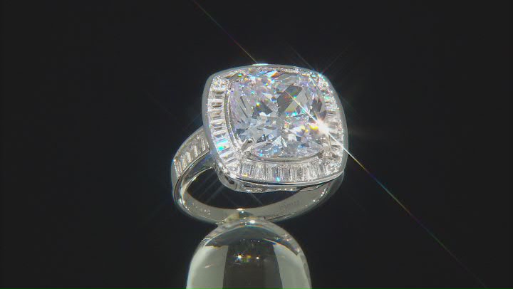 White Cubic Zirconia Rhodium Over Sterling Silve Ring 11.50ctw Video Thumbnail