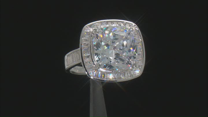 White Cubic Zirconia Rhodium Over Sterling Silve Ring 11.50ctw Video Thumbnail