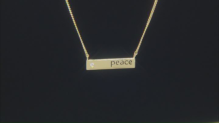 White Cubic Zirconia 18k Yellow Gold Over Sterling Silver "Peace" Necklace 0.04ctw Video Thumbnail