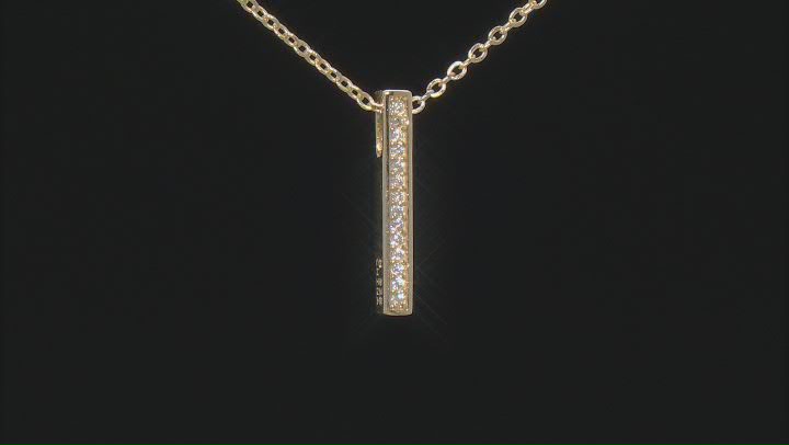 White Cubic Zirconia 18k Yellow Gold Over Sterling Silver "Faith" Pendant With Chain 0.13ctw Video Thumbnail
