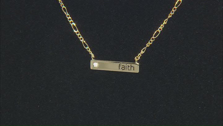 White Cubic Zirconia 18k Yellow Gold Over Sterling Silver Faith Necklace 0.04ctw Video Thumbnail