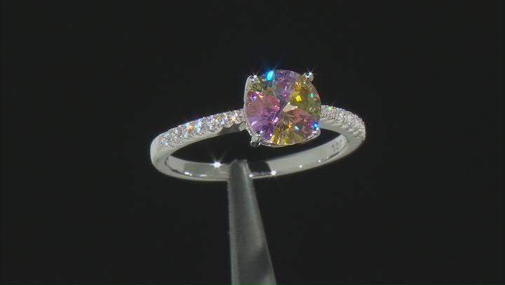 Multicolor Cubic Zirconia Rhodium Over Sterling Silver Ring 2.65ctw Video Thumbnail