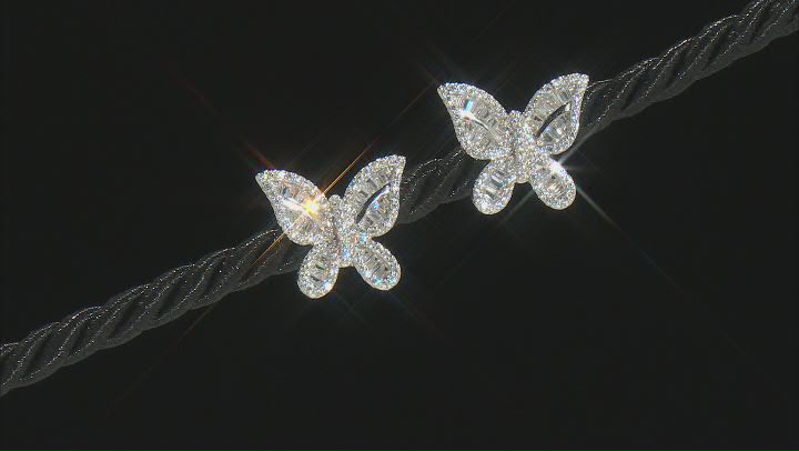 White Cubic Zirconia Rhodium Over Sterling Silver Butterfly Earrings 3.13ctw Video Thumbnail