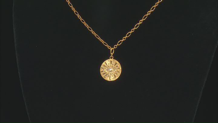 White Cubic Zirconia 18k Yellow Over Sterling Silver Evil Eye Necklace 0.06ctw Video Thumbnail