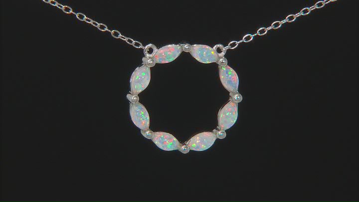 Lab Created White Opal Rhodium Over Sterling Silver Necklace 0.57ctw Video Thumbnail