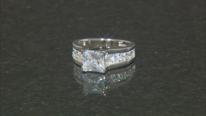 White Cubic Zirconia Platinum Over Sterling Silver Ring With Band 4.34ctw Video Thumbnail