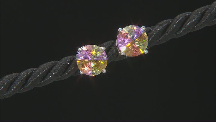 Multicolor Cubic Zirconia Rhodium Over Sterling Silver Earrings 4.40ctw Video Thumbnail