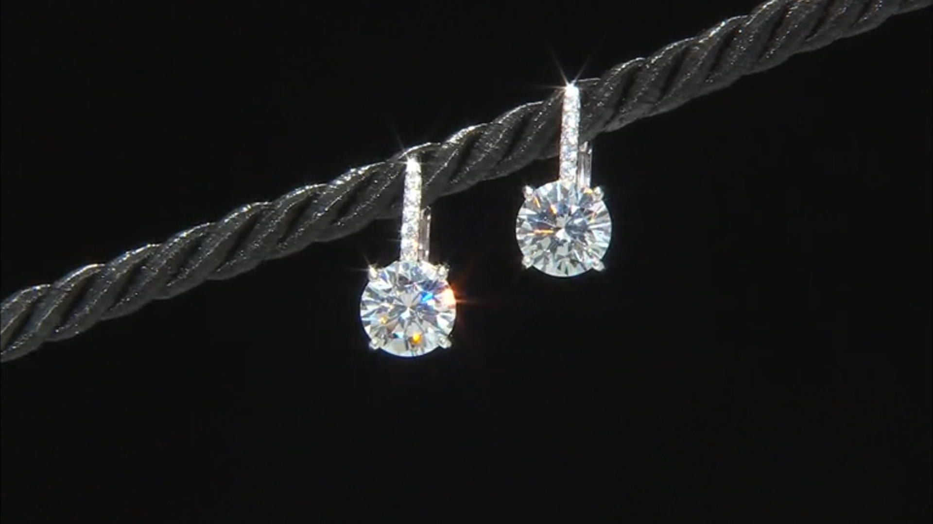 Cubic Zirconia Rhodium Over Sterling Silver Earrings Video Thumbnail