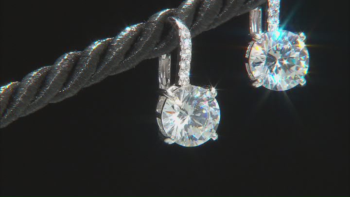 Cubic Zirconia Rhodium Over Sterling Silver Earrings Video Thumbnail