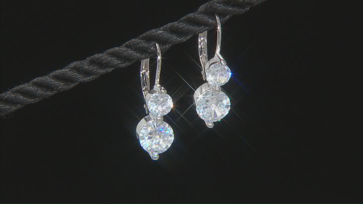 Cubic Zirconia Rhodium Over Sterling Silver Earrings 5.92ctw  (3.48 DEW) Video Thumbnail