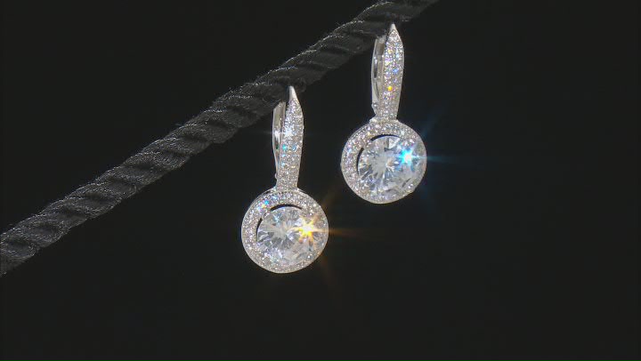 Cubic Zirconia  Rhodium Over Sterling Silver Earrings 7.65ctw  (4.51 DEW) Video Thumbnail