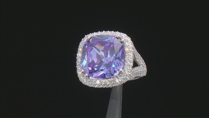 Purple and White Cubic Zirconia Rhodium Over Silver Ring Video Thumbnail