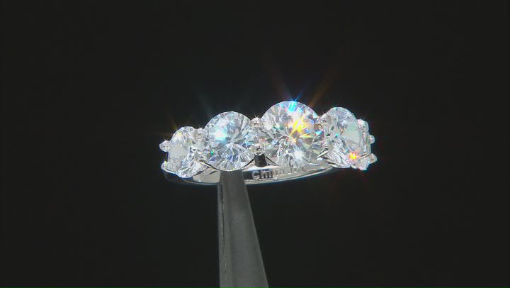 White Cubic Zirconia Rhodium Over Silver Ring and Earrings Set. (5.61ctw DEW) Video Thumbnail