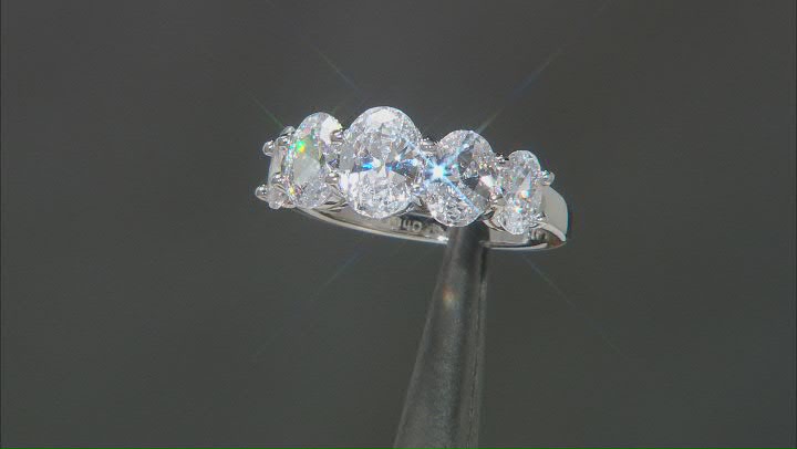 White Cubic Zirconia Rhodium Over Silver Ring and Earrings Set (4.89ctw DEW) Video Thumbnail