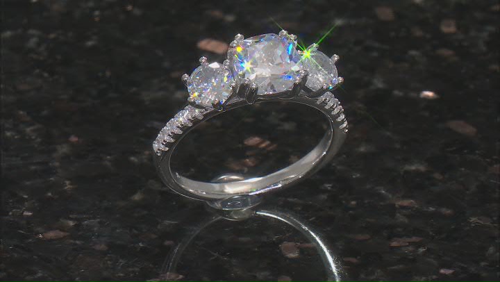 White Cubic Zirconia Rhodium Over Silver Ring With Bands Set (2.56ctw DEW) Video Thumbnail