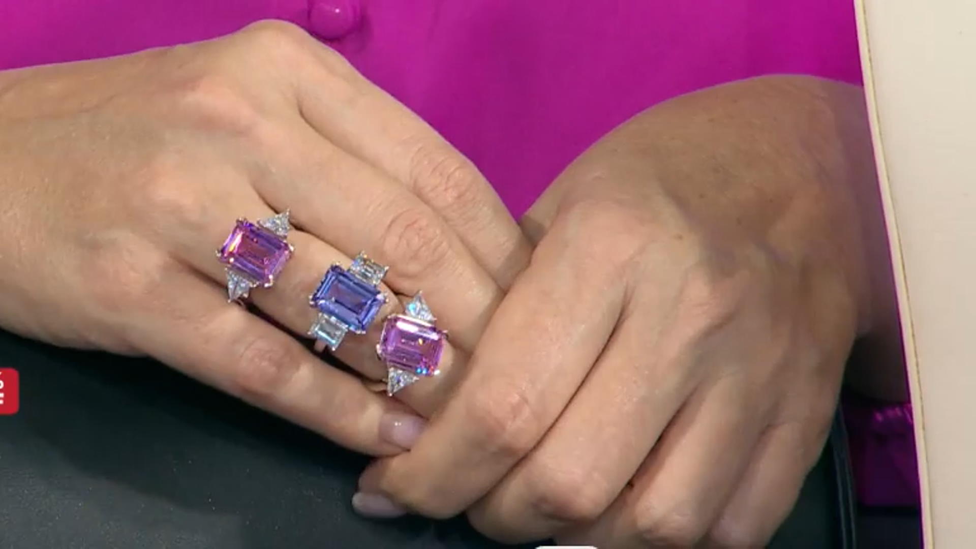 Purple and White Cubic Zirconia Rhodium Over Silver Ring. (10.90ctw DEW) Video Thumbnail