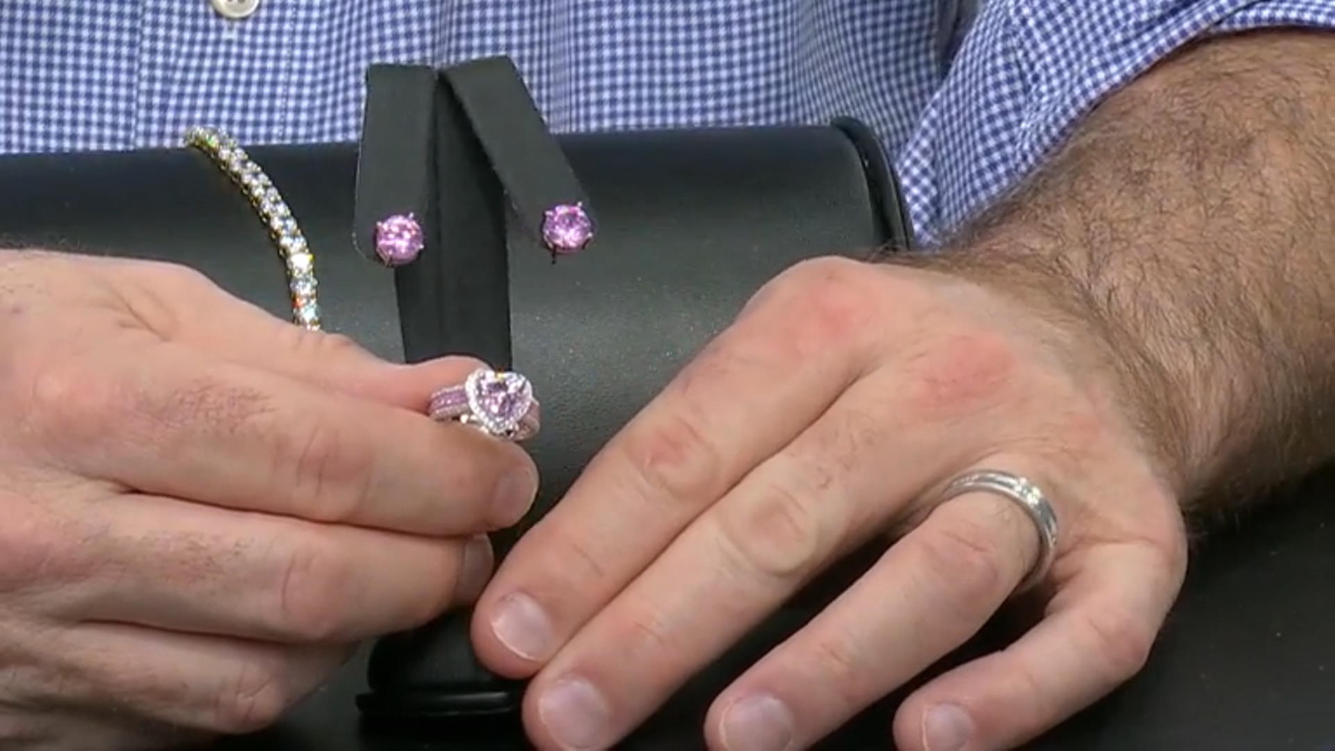 Purple, Pink, and White Cubic Zirconia Rhodium Over Sterling Silver Earrings. Video Thumbnail