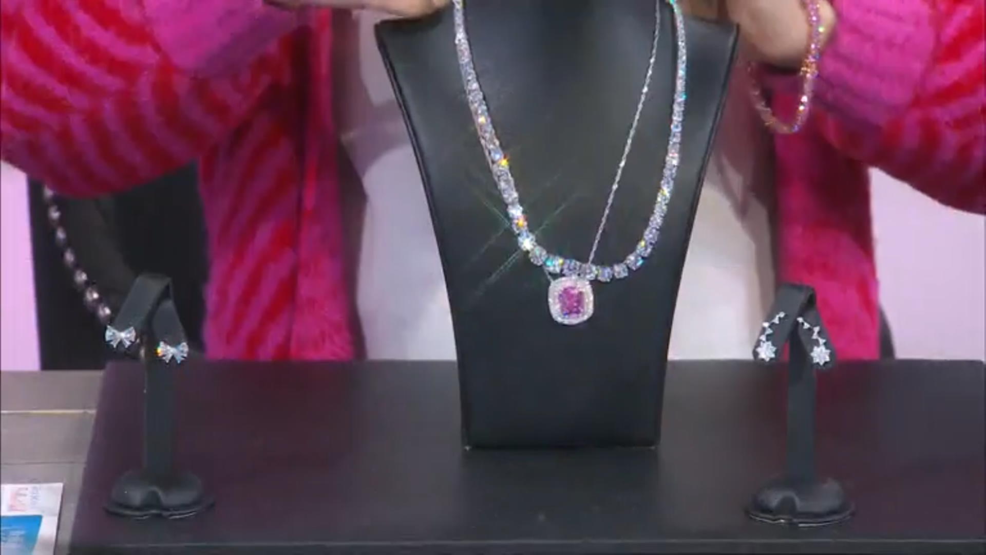 Pink And White Cubic Zirconia Rhodium Over Sterling Silver Pendant With Chain 17.87ctw Video Thumbnail