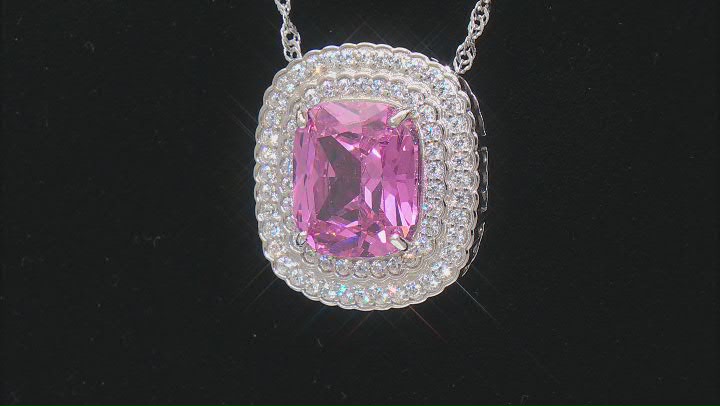 Pink And White Cubic Zirconia Rhodium Over Sterling Silver Pendant With Chain 17.87ctw Video Thumbnail