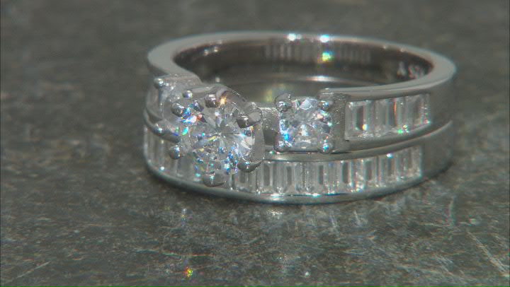 White Cubic Zirconia Rhodium Over Sterling Silver Rings 3.19ctw Video Thumbnail