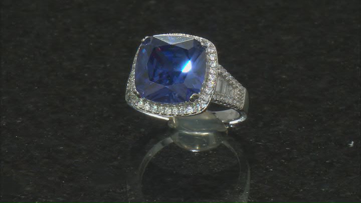 Bella Luce® Tanzanite and White Diamond Simulants Rhodium Over Silver Ring 11.37ctw Video Thumbnail