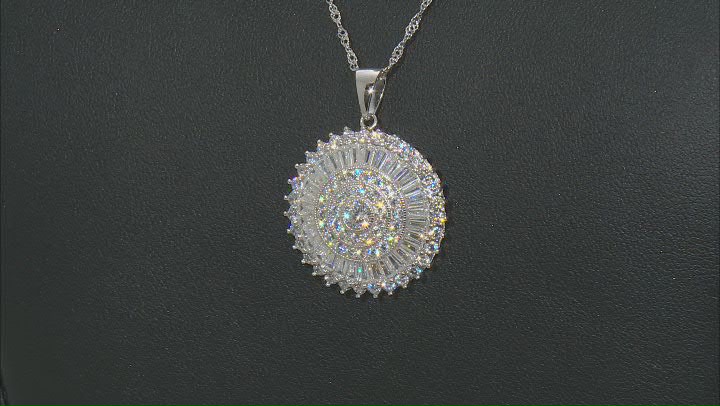White Cubic Zirconia Rhodium Over Silver Pendant With Chain 6.02ctw Video Thumbnail