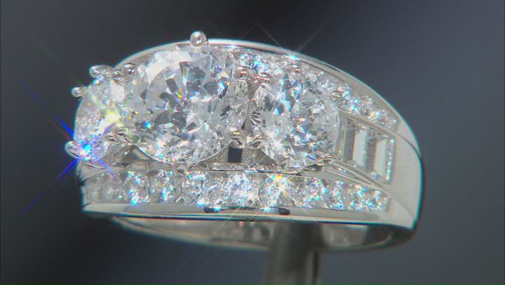 White Cubic Zirconia Platinum Over Sterling Silver Ring 4.64ctw Video Thumbnail