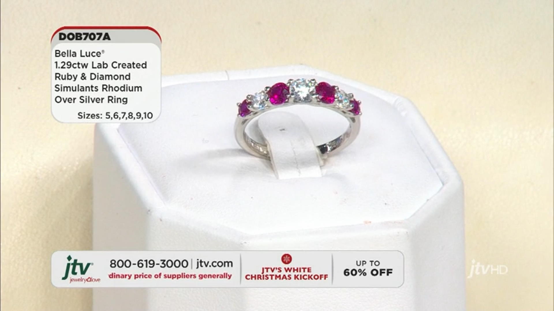 Lab Created Ruby and White Cubic Zirconia Rhodium Over Silver Ring 1.29ctw Video Thumbnail
