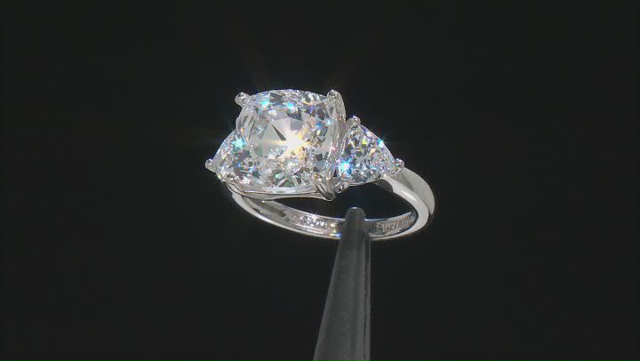 White Cubic Zirconia Platinum Over Sterling Silver Ring 8.00ctw Video Thumbnail