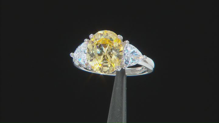 Yellow And White Cubic Zirconia Platinum Over Sterling Silver Ring 5.84ctw Video Thumbnail
