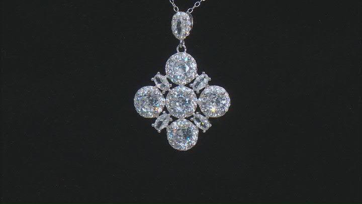 White Cubic Zirconia Rhodium Over Sterling Silver Pendant With Chain 8.78ctw Video Thumbnail