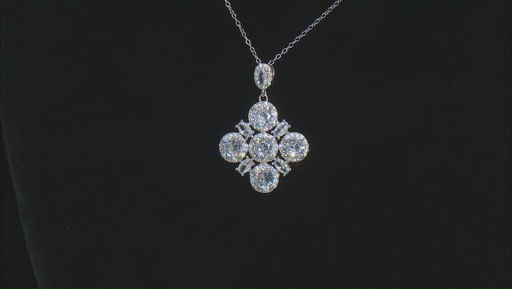 White Cubic Zirconia Rhodium Over Sterling Silver Pendant With Chain 8.78ctw Video Thumbnail