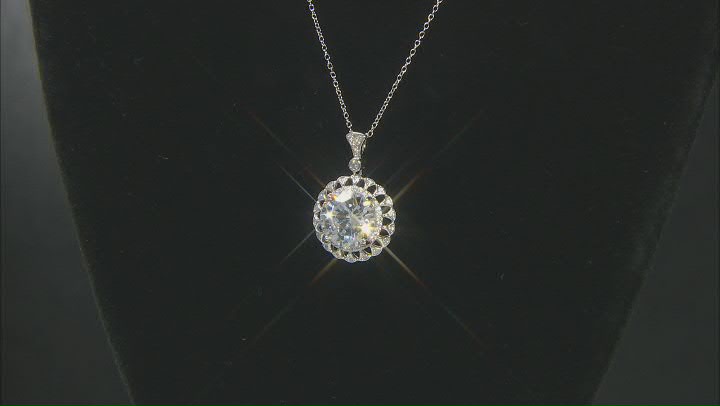 White Cubic Zirconia Rhodium Over Sterling Silver Pendant With Chain 10.77ctw Video Thumbnail