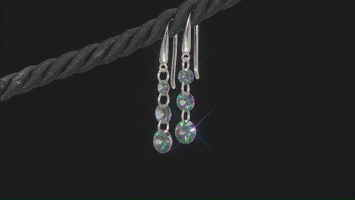 Multi Color Cubic Zirconia Rhodium Over Sterling Silver Earrings Set of 4 18.80ctw Video Thumbnail
