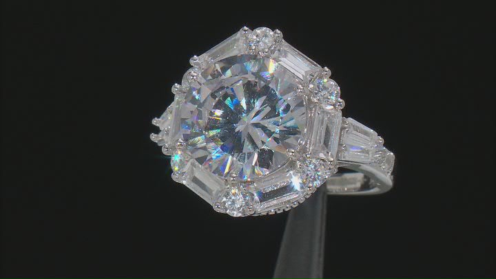 White Cubic Zirconia Rhodium Over Sterling Silver Ring 13.60ctw Video Thumbnail