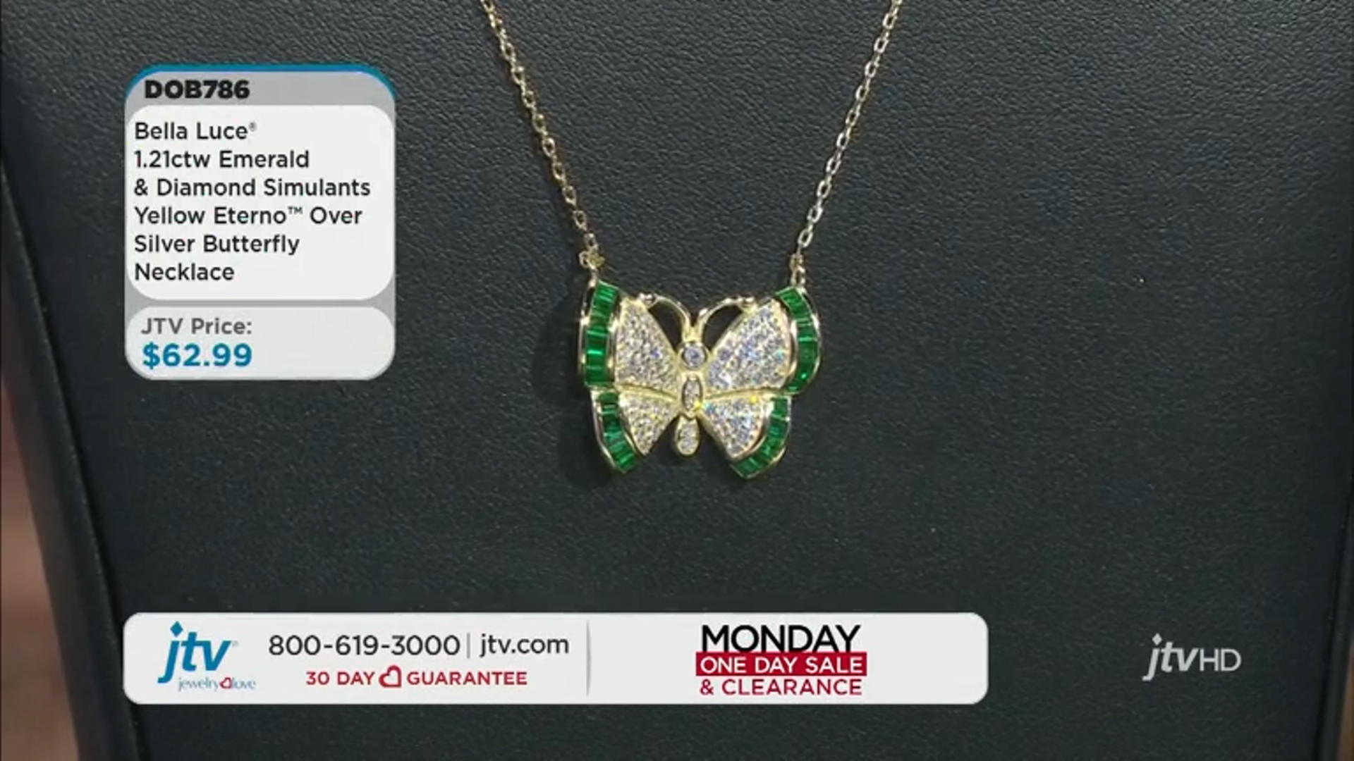Green And White Cubic Zirconia 18k Yellow Gold Over Sterling Silver Butterfly Necklace 1.21ctw Video Thumbnail