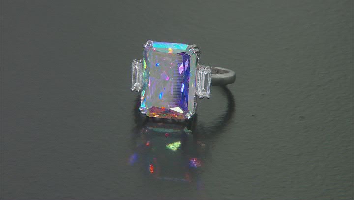 Aurora Borealis And White Cubic Zirconia Rhodium Over Sterling Silver Ring 11.50 Video Thumbnail